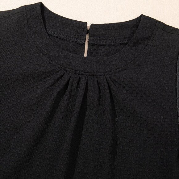 🖤 Elegant Black Feather Sleeve Textured Blouse – Size M - Picture 5 of 8